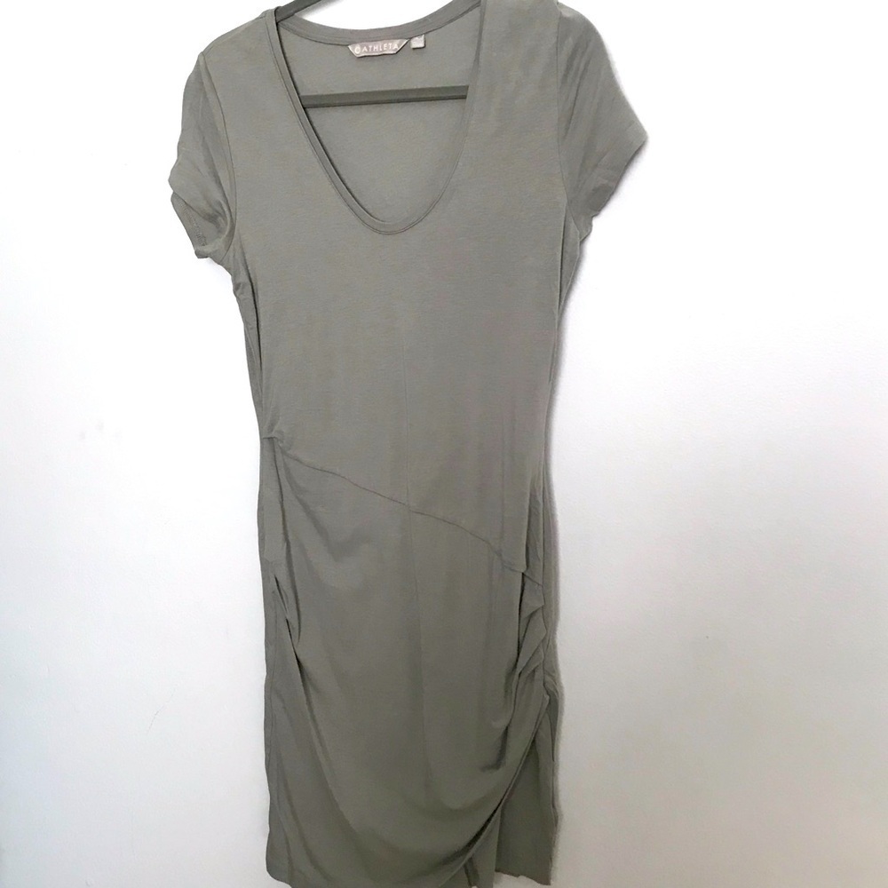Athleta Central Teeshirt Dress Light Green Soft Lightweight Ruched Small - Picture 4 of 12